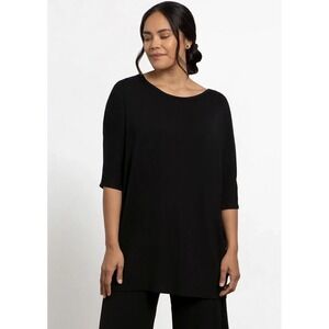 Sympli Bamboo Crisscross Tunic size Large Black Stretch Jersey‎ $185 NWT